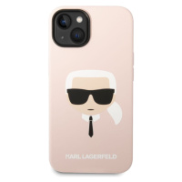 Pouzdro Karl Lagerfeld Liquid Silicone Karl Head iPhone 14 Plus růžové