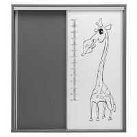 Skříň Zonda 206 cm s motivem žirafy Bílý/Šedá