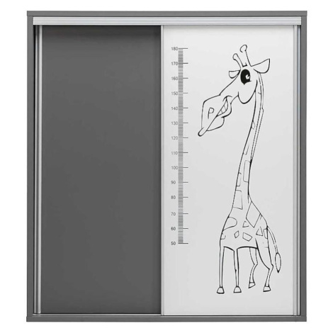 Skříň Zonda 206 cm s motivem žirafy Bílý/Šedá BAUMAX