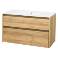 MEREO Opto, koupelnová skříňka s keramickým umyvadlem 101 cm, dub Riviera CN922