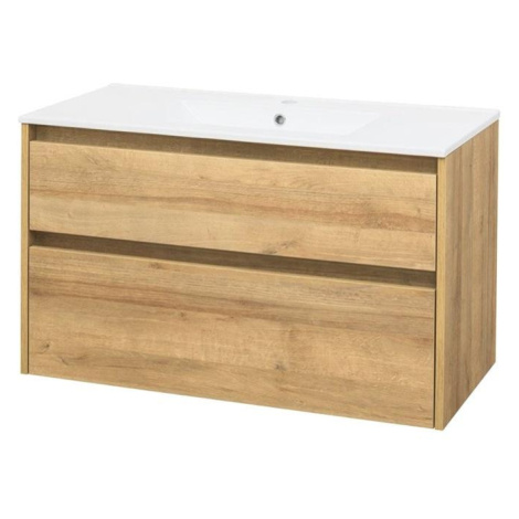 MEREO Opto, koupelnová skříňka s keramickým umyvadlem 101 cm, dub Riviera CN922