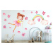 Roztomilá dětská barevná nálepka na zeď holčička s duhou 100 x 200 cm