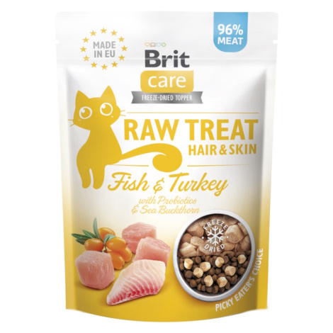 BRIT Raw Treat Cat Hair&Skin Fish&Turkey pamlsky pro kočky 40 g