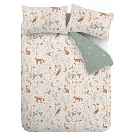 Prodloužené zeleno-béžové povlečení na dvoulůžko 230x220 cm Enchanted Twilight – Catherine Lansf Catherine Lansfield