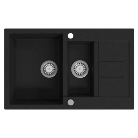 vidaXL Kuchyňský dřez dvojitý žulový černý