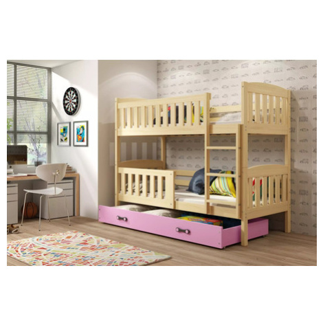 Dětská patrová postel KUBUS s úložným prostorem 90x200 cm - borovice Ružové BMS