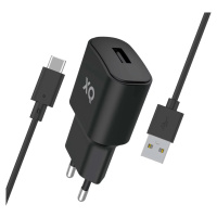 Nabíječka XQISIT NP Travel Charger Single USB-A 2.4A w. USB- black (50857)