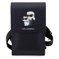 Taška na telefon Karl Lagerfeld Saffiano Metal Logo NFT, černá