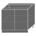 SHAULA, skříňka dolní D11 90, korpus: grey, barva: black