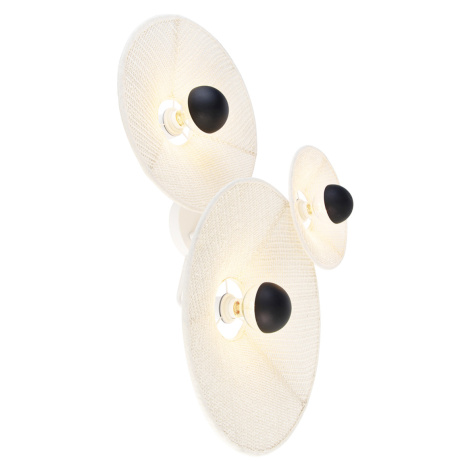 Designové nástěnné svítidlo bílé s látkovými 3 světly - Jane QAZQA