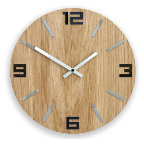 ModernClock Dřevěné nástěnné hodiny Arabic 33 cm hnědé/stříbrné