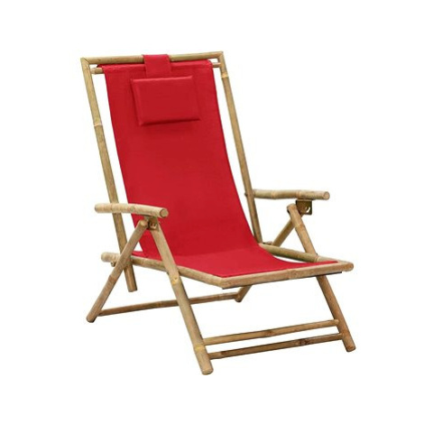 Polohovací relaxační křeslo červené bambus a textil SHUMEE