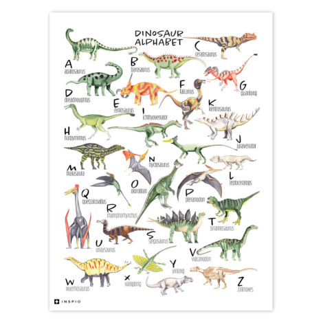 Obrazy na stěnu do dětského pokoje - Dinosauří abeceda INSPIO