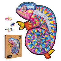 Puzzler Dřevěné barevné puzzle Hypnotický chameleon