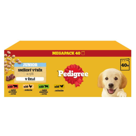 Pedigree smíšený výběr kapsiček pro štěňata s rýží v želé 40 × 100 g