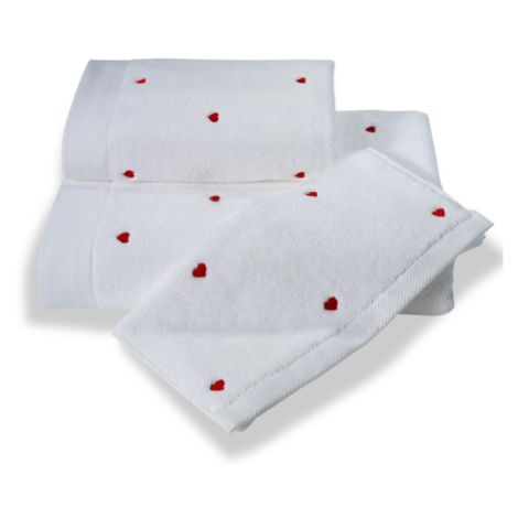 Soft Cotton Malé ručníky MICRO LOVE 30x50 cm Bílá / lila srdíčka