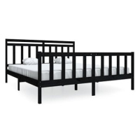 Rám postele černý masivní dřevo 180 × 200 cm Super King, 3100977