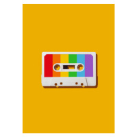 Ilustrace Rainbow cassette tape, retales botijero, 30 × 40 cm