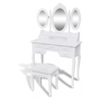 Toaletní stolek s taburetem bílá Dekorhome,Toaletní stolek s taburetem bílá Dekorhome