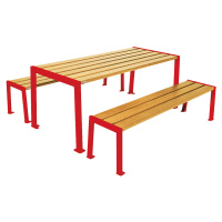 PROCITY Sestava stolu a laviček Silaos®, délka 1800 mm, červená / světlý dub