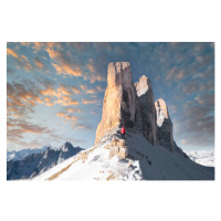 Fotografie Hiker contemplating the Three Peaks of, © Marco Bottigelli, 40 × 26.7 cm