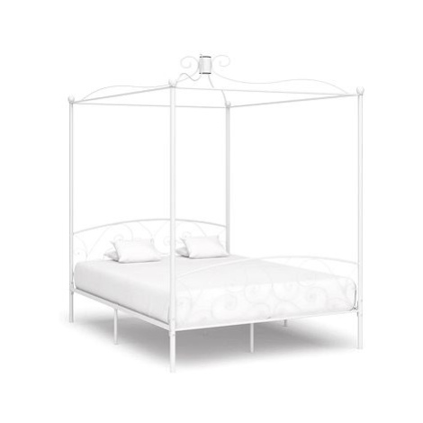 Rám postele s nebesy bílý kovový 160x200 cm SHUMEE
