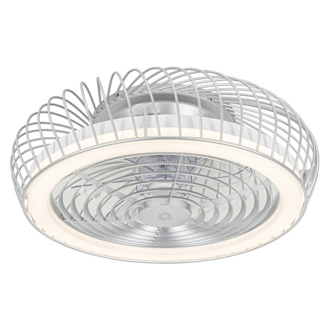 Chytrý stropní ventilátor stříbrný včetně LED s dálkovým ovládáním - Crowe QAZQA