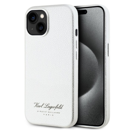 Karl Lagerfeld Grained PU Hotel RSG zadní kryt iPhone 15 bílý