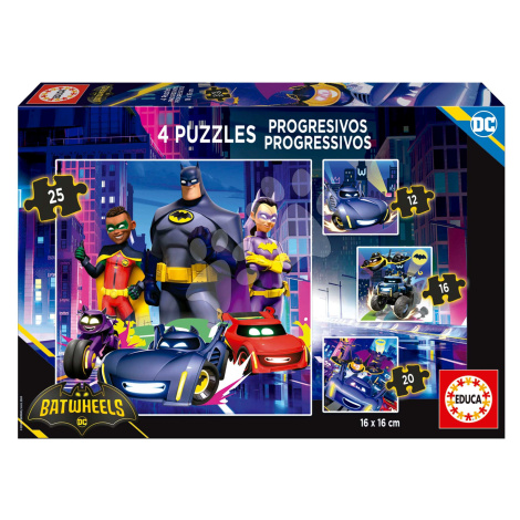 Puzzle DC Batwheels Progressive Educa 12-16-20-25 dílků