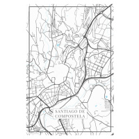 Mapa Santiago de Compostela white, (26.7 x 40 cm)