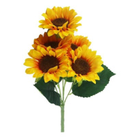 Slunečnice řezaná umělá 5 květů žlutá 52cm