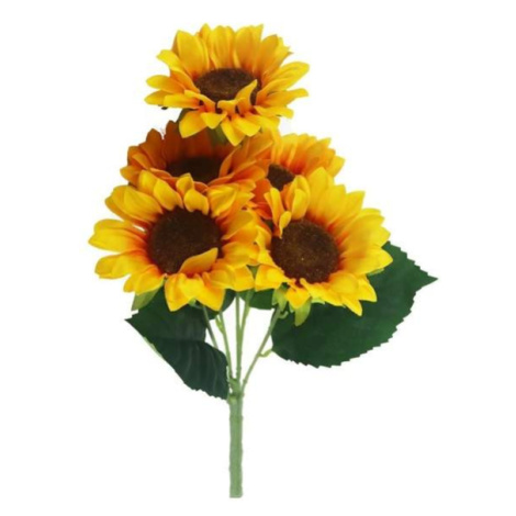 Slunečnice řezaná umělá 5 květů žlutá 52cm Morex