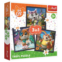 TREFL - Puzzle 3v1 - Seznamte se s milými kočkami / Rainbow 44 cats