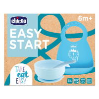 CHICCO - Set jídelní silikonový - blue, 6m+