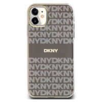 Zadní kryt DKNY PC/TPU Repeat Pattern Tonal Stripe Magsafe pro Apple iPhone 11, béžová