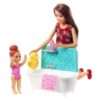 Barbie chůva herní set v koupelně, mattel fxh05