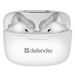 Defender Twins 903, sluchátka s mikrofonem, ovládání hlasitosti, bílá, špuntová, BT 5.0, TWS, na