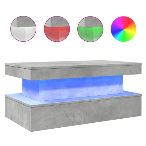 vidaXL Konferenční stolek s LED osvětlením betonově šedý 90x50x40 cm