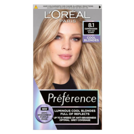 Loreal L'oreal Paris Préférence Cool Blondes barva na vlasy, Copenhaguen, světlá popelavá blond 