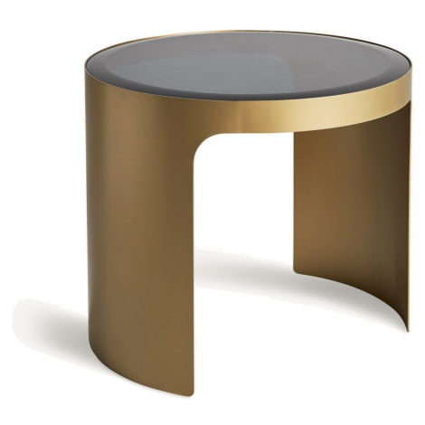 Estila Luxusní glamour příruční stolek Moneo s vrchní deskou z černého skla a designovou zlatou 