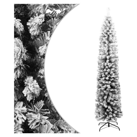 vidaXL Úzký umělý vánoční stromek zasněžený zelený 180 cm PVC