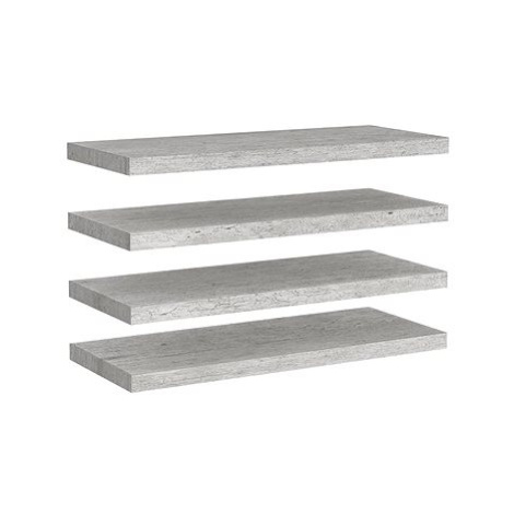 Shumee plovoucí nástěnné 4 ks betonově šedé 80×23,5×3,8 cm MDF, 326602