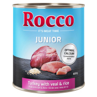 Rocco Junior 24 x 800 g - krůtí s telecími srdci a rýží