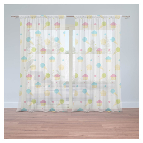Záclony Zmrzlinky s muffiny: 2ks 150x250cm