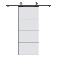 vidaXL Posuvné dveře s kováním 90x205 cm ESG sklo a hliník