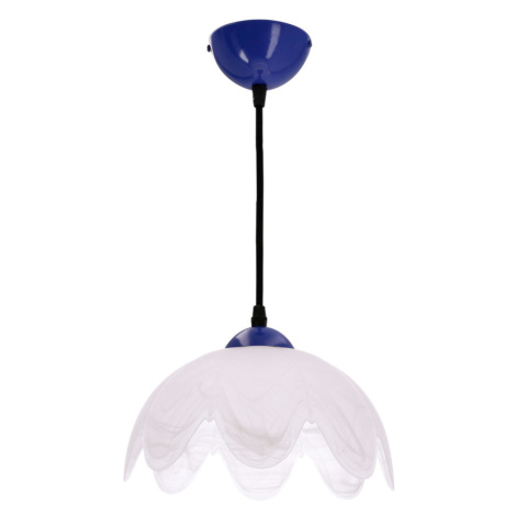 Závěsná lampa COLORI chrpově modrá 1x60W E27 s bílým stínidlem, moderní svítidlo do obývacího po CANDELLUX