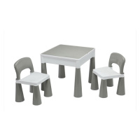 Dětská sada ELSIE stoleček + dvě židličky, šedá/bílá
