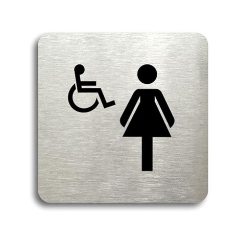Accept Piktogram "WC ženy, invalidé" (80 × 80 mm) (stříbrná tabulka - černý tisk bez rámečku)