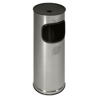 VAR Bezpečnostní kombinovaný popelník, ušlechtilá ocel, objem 17 l, v x Ø 610 x 250 mm, ušlechti