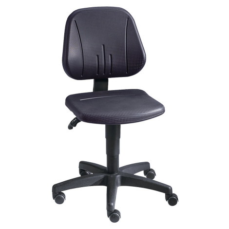 bimos Pracovní otočná židle, s přestavováním výšky plynovým pístem, PU pěna, černá barva, s kole